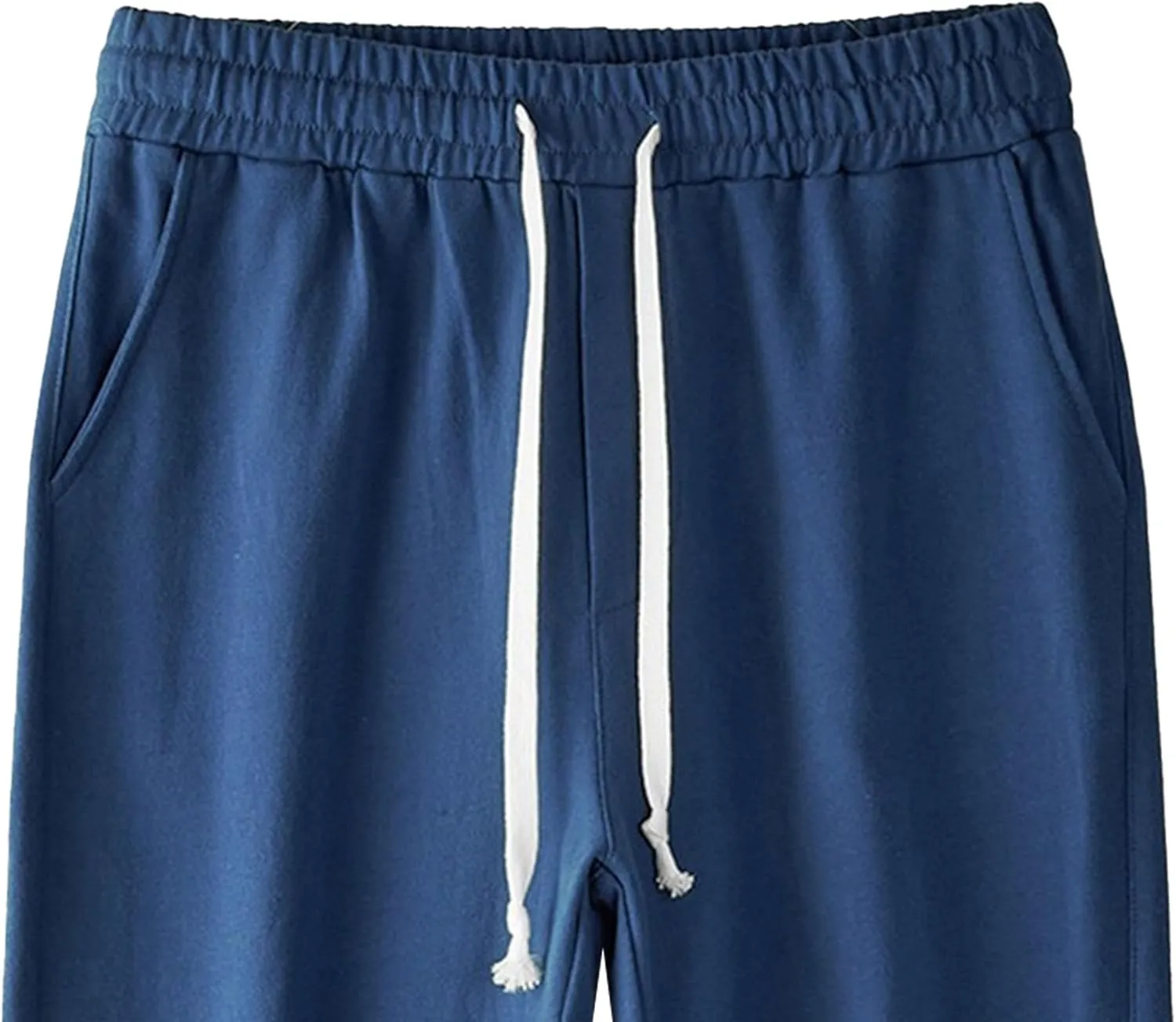 Men's Cotton Basic Comfort Outdoor Pants Straight Leg Drawstring Baggy Trousers Solid Casual Stretch Atletic Pants