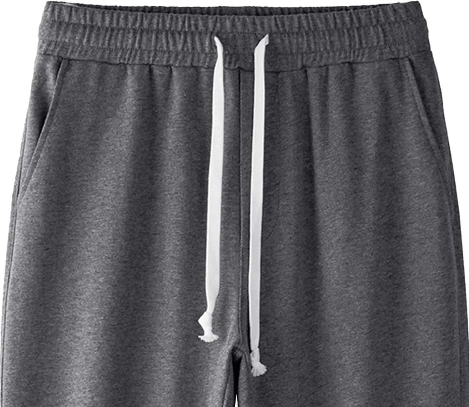 Men's Cotton Basic Comfort Outdoor Pants Straight Leg Drawstring Baggy Trousers Solid Casual Stretch Atletic Pants