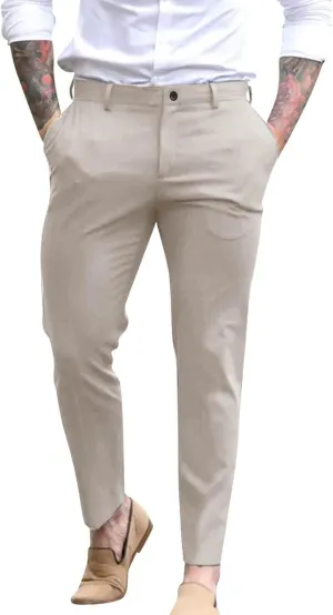 Mens Dress Pants Slim Fit Tapered Flat Front Travel Pant Business Casual Stretch Golf Dress Pants Work Slacks Trouser