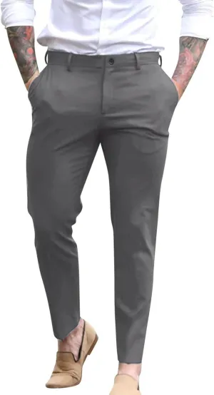Mens Dress Pants Slim Fit Tapered Flat Front Travel Pant Business Casual Stretch Golf Dress Pants Work Slacks Trouser