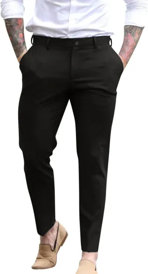 Mens Dress Pants Slim Fit Tapered Flat Front Travel Pant Business Casual Stretch Golf Dress Pants Work Slacks Trouser