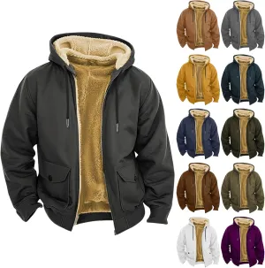 Mens Fleece Hoodie Sherpa Lined Hoodies Jacket Winter Full Zip Warm Heavyweight Thick Fuzzy Hooded Sweatshirt