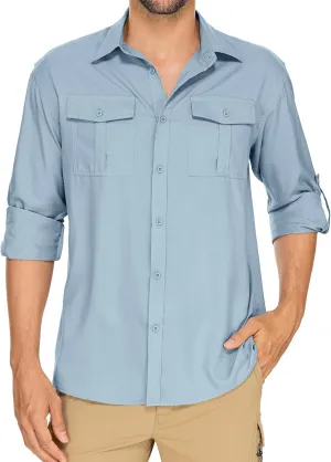 Men's Long Sleeve UV Sun Protection Shirt UPF 50  Quick Dry Cooling,Fishing Shirt for Safari Travel Hiking