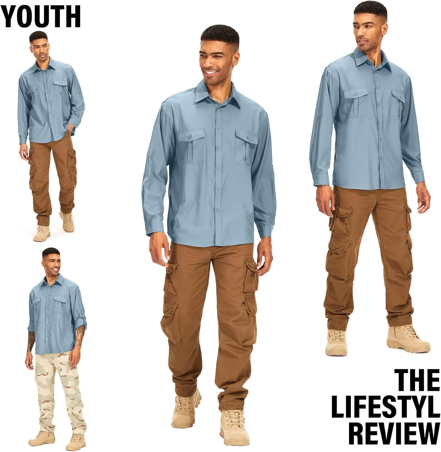 Men's Long Sleeve UV Sun Protection Shirt UPF 50  Quick Dry Cooling,Fishing Shirt for Safari Travel Hiking