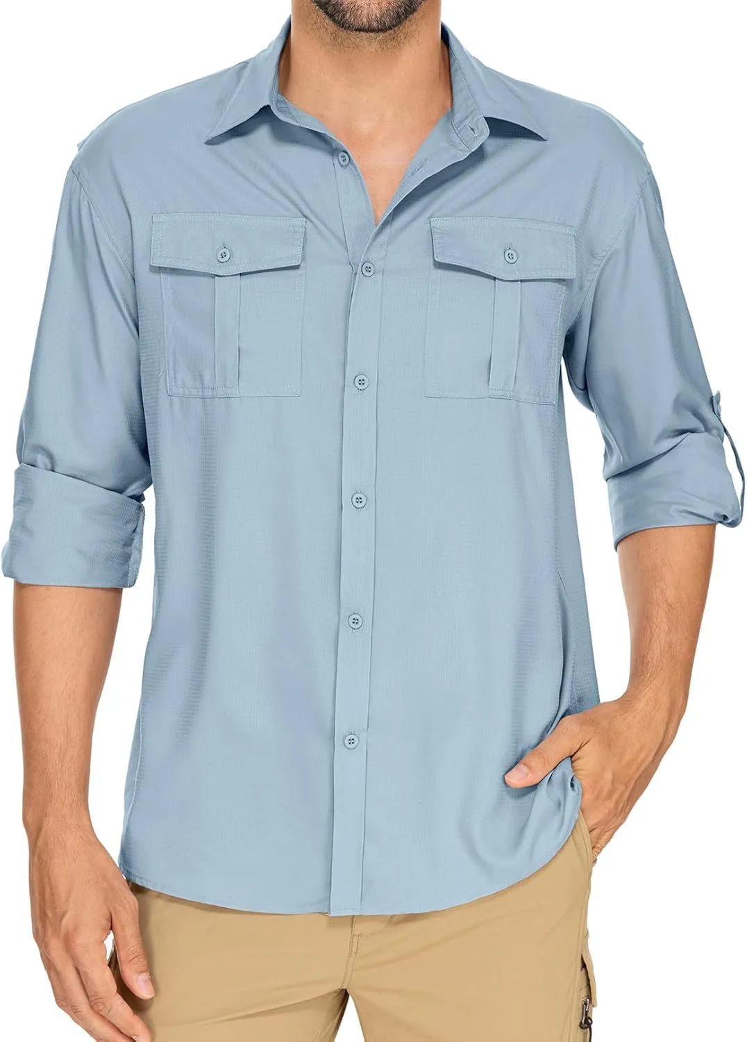 Men's Long Sleeve UV Sun Protection Shirt UPF 50  Quick Dry Cooling,Fishing Shirt for Safari Travel Hiking