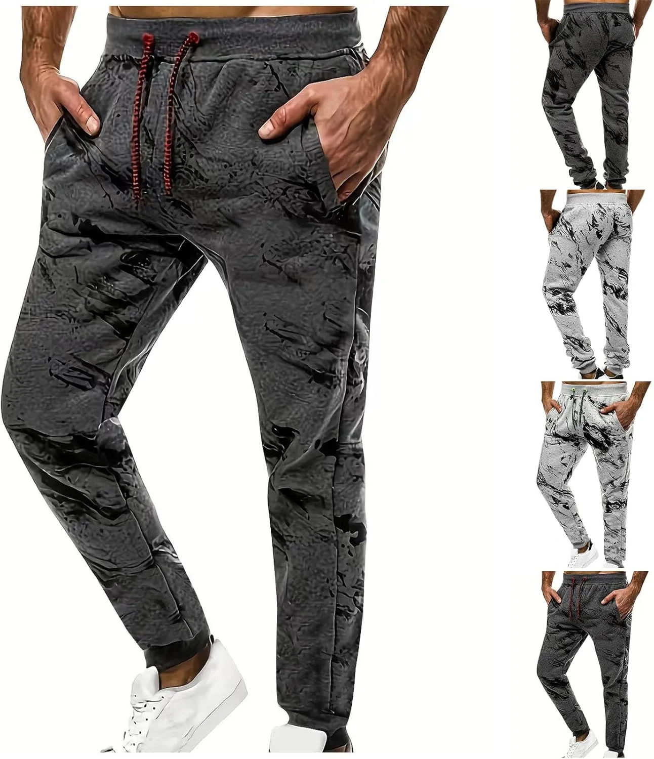 Men's Pants Fashion Casual Printed Drawstring Elastic Waist Joggers Trendy 2025 Sports Lightweight Slim Fit Pants