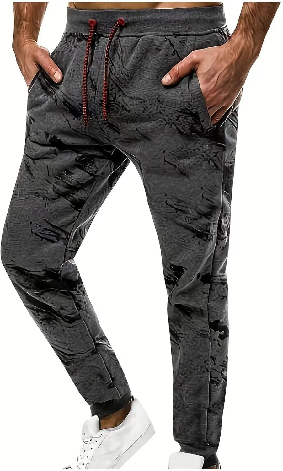 Men's Pants Fashion Casual Printed Drawstring Elastic Waist Joggers Trendy 2025 Sports Lightweight Slim Fit Pants