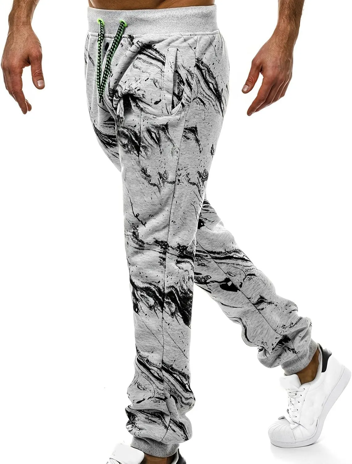 Men's Pants Fashion Casual Printed Drawstring Elastic Waist Joggers Trendy 2025 Sports Lightweight Slim Fit Pants