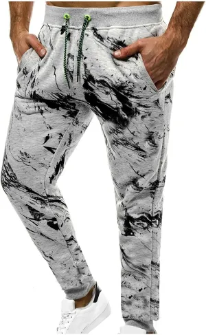 Men's Pants Fashion Casual Printed Drawstring Elastic Waist Joggers Trendy 2025 Sports Lightweight Slim Fit Pants