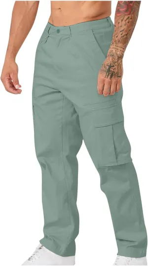 Men's Pants Straight-Fit Casual Stretch Chino Pant Tactical Sports Athletic Slim Fit Work Outdoor Trousers