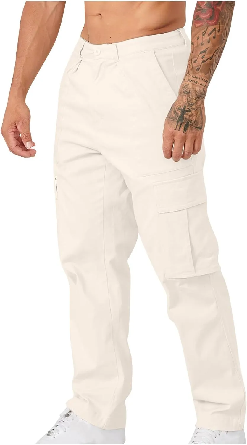 Men's Pants Straight-Fit Casual Stretch Chino Pant Tactical Sports Athletic Slim Fit Work Outdoor Trousers