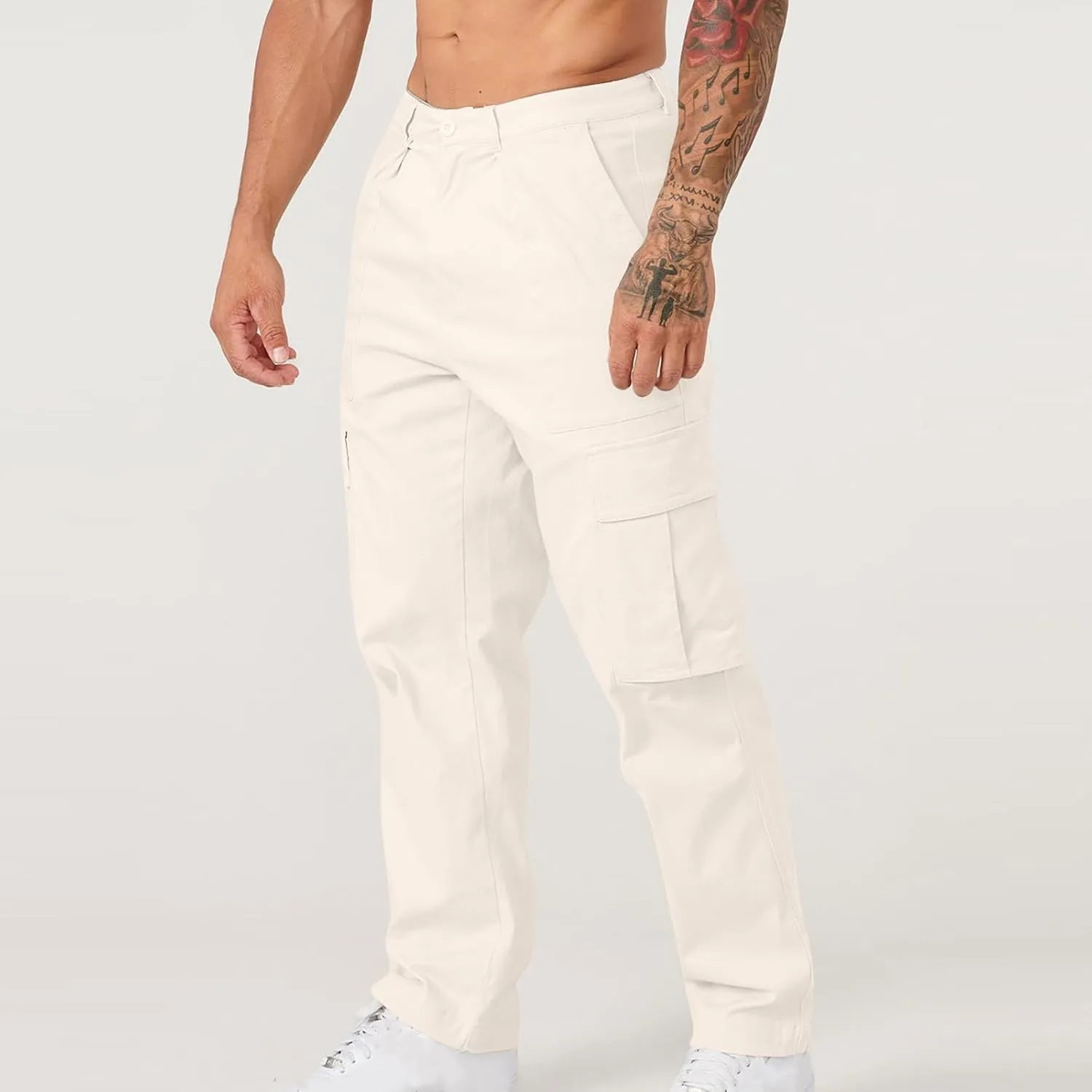 Men's Pants Straight-Fit Casual Stretch Chino Pant Tactical Sports Athletic Slim Fit Work Outdoor Trousers