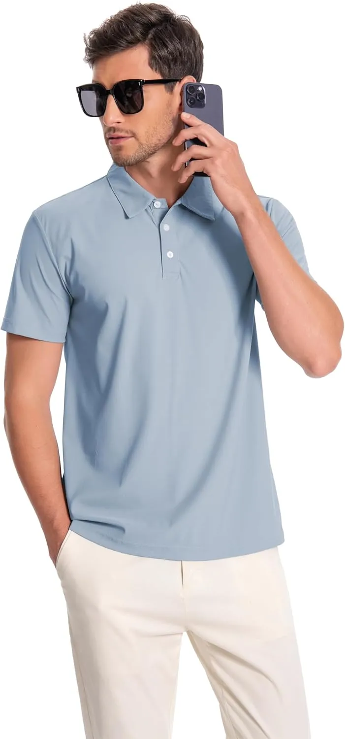 Mens Polo Shirts Collar Short Sleeve Golf Shirt Quicky Dry Moisture Wicking Lightweight Polo T-Shirt
