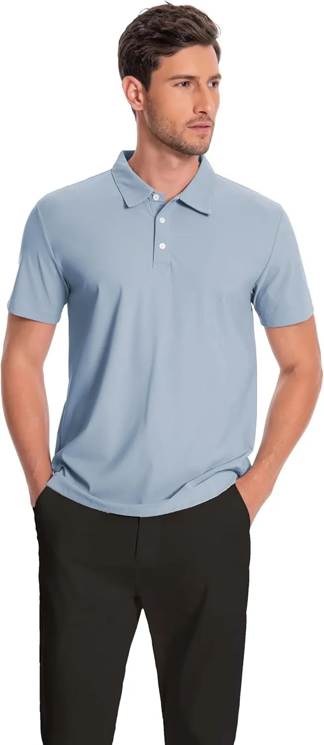 Mens Polo Shirts Collar Short Sleeve Golf Shirt Quicky Dry Moisture Wicking Lightweight Polo T-Shirt