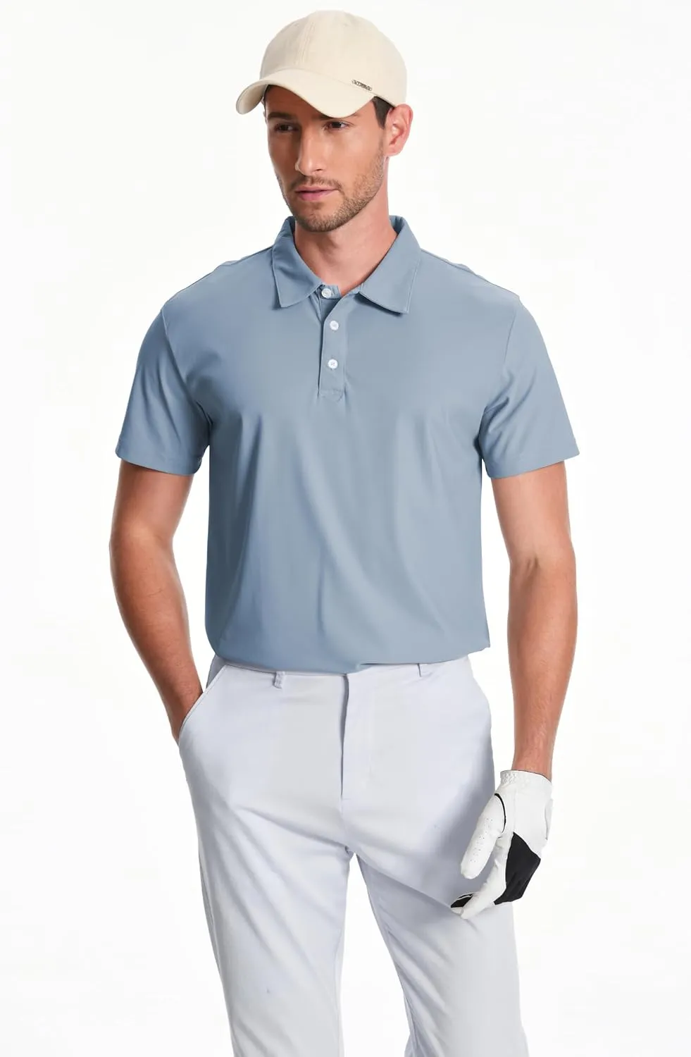Mens Polo Shirts Collar Short Sleeve Golf Shirt Quicky Dry Moisture Wicking Lightweight Polo T-Shirt