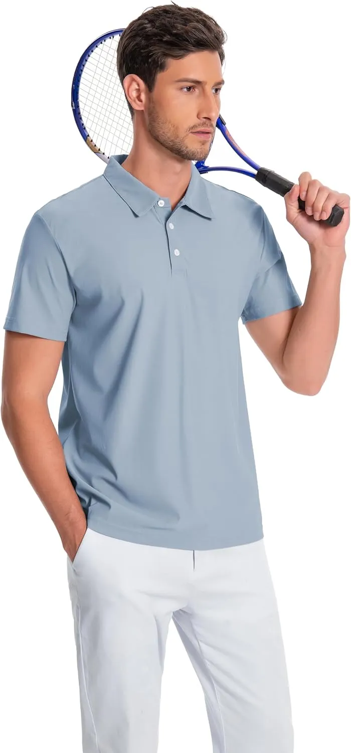 Mens Polo Shirts Collar Short Sleeve Golf Shirt Quicky Dry Moisture Wicking Lightweight Polo T-Shirt