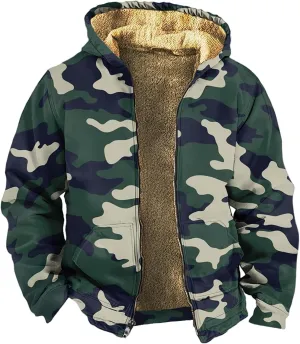 Men's Pullover Winter Workout Fleece Hoodie Jackets Full Zip Wool Warm Thick Coats