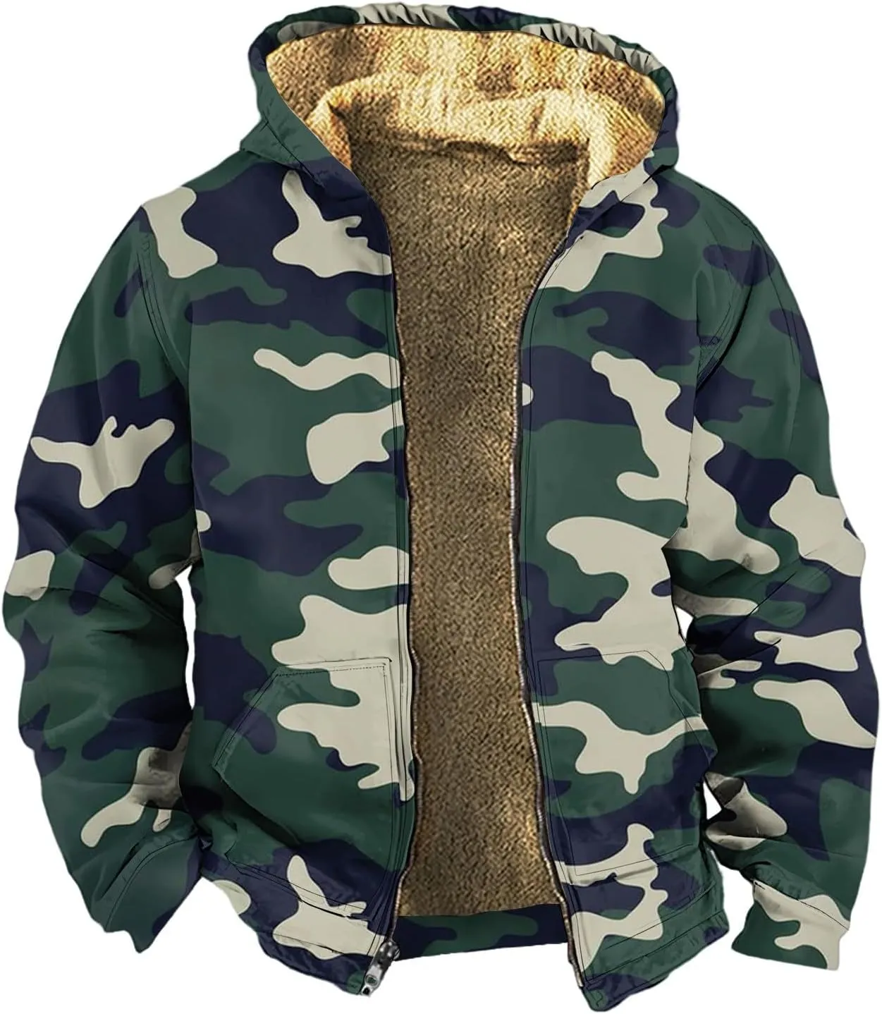 Men's Pullover Winter Workout Fleece Hoodie Jackets Full Zip Wool Warm Thick Coats