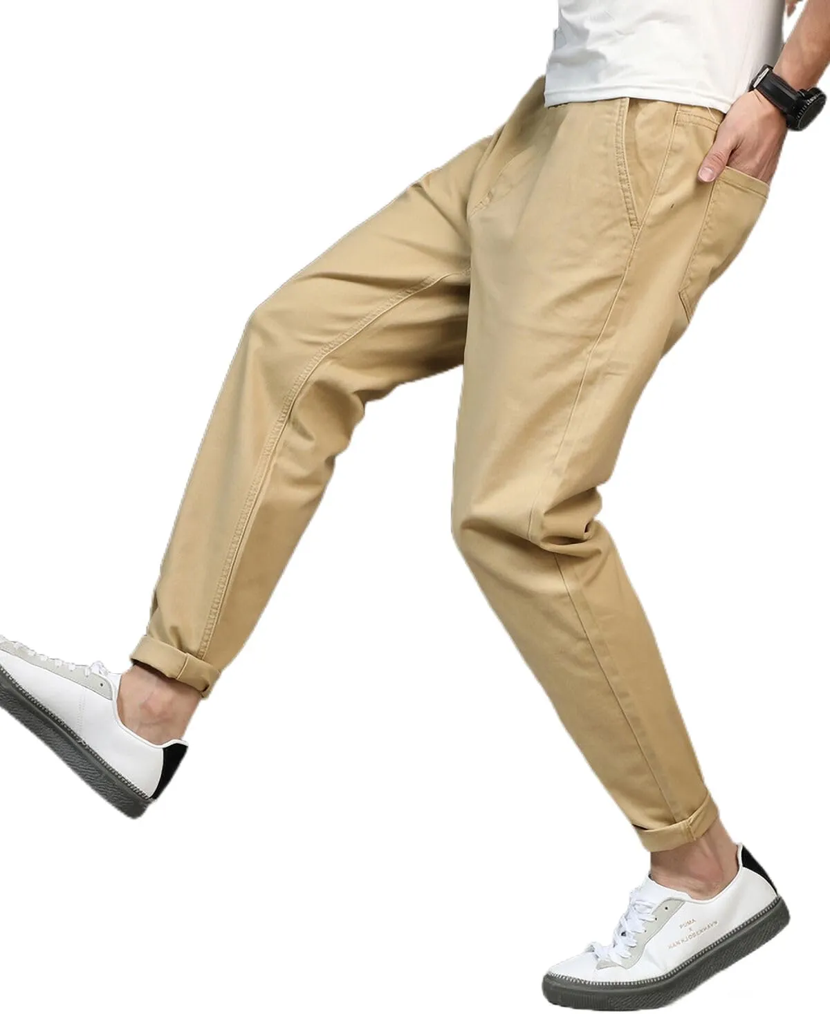 Men's Slim-Fit Casual Stretch Flat Front Khaki Pant Standard and Big & Tall Sizes Chino Pant