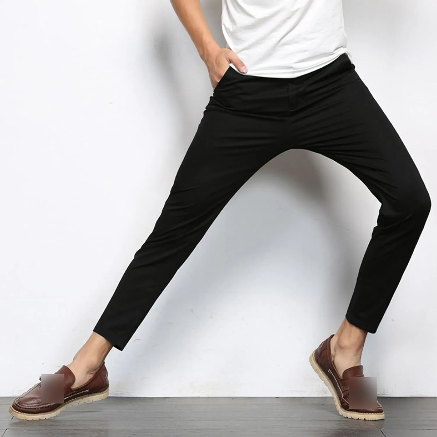 Men's Slim Fit Twill Work Pant Casual Stretch Chino Pant Men Flat Front Skinny Tapered Trousers with Pockets
