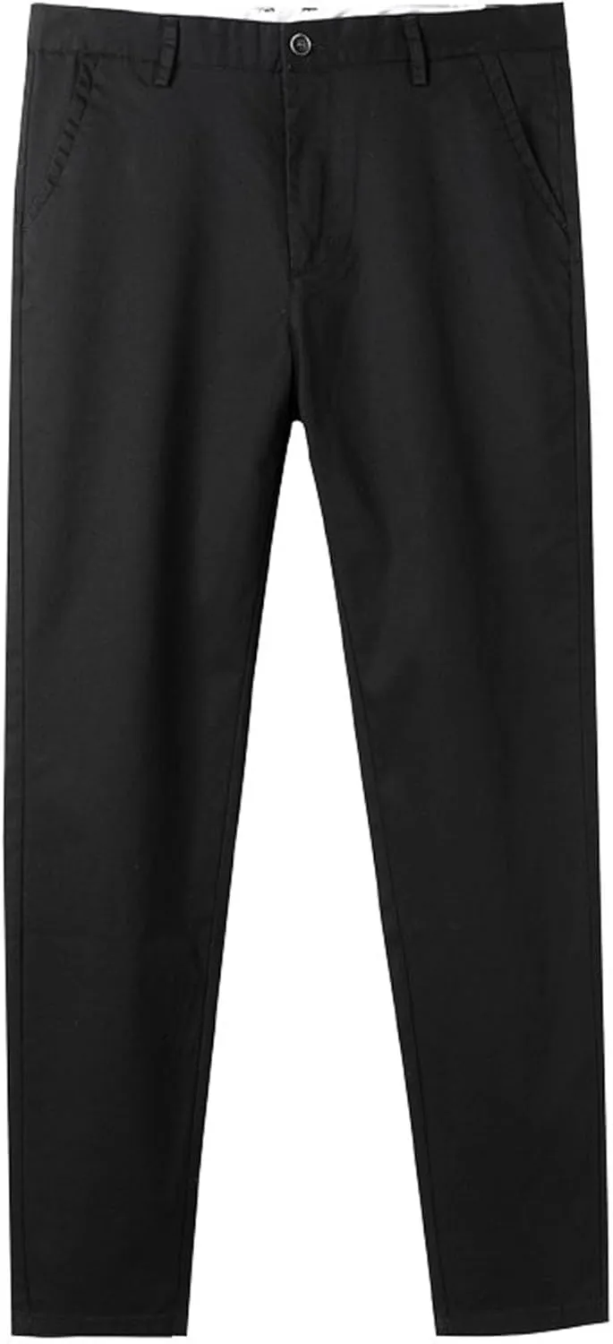 Men's Slim Fit Twill Work Pant Casual Stretch Chino Pant Men Flat Front Skinny Tapered Trousers with Pockets