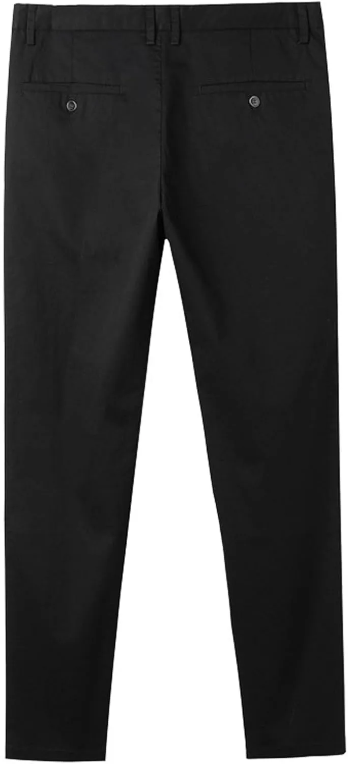 Men's Slim Fit Twill Work Pant Casual Stretch Chino Pant Men Flat Front Skinny Tapered Trousers with Pockets