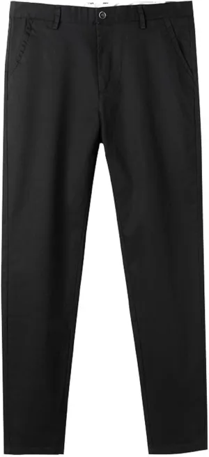 Men's Slim Fit Twill Work Pant Casual Stretch Chino Pant Men Flat Front Skinny Tapered Trousers with Pockets