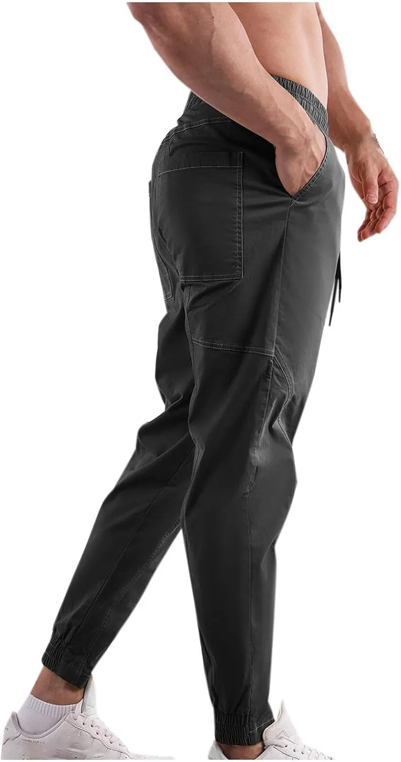 Mens Sports Pants Casual Slim Fit Elastic Waist Sweatpants for Men Outdoor Work Athletic Gym Running Joggers