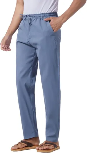 Men's Straight Leg Pleated Work Pants Casual Stretch Waist Solid Trousers Yoga Beach Vacation Slack