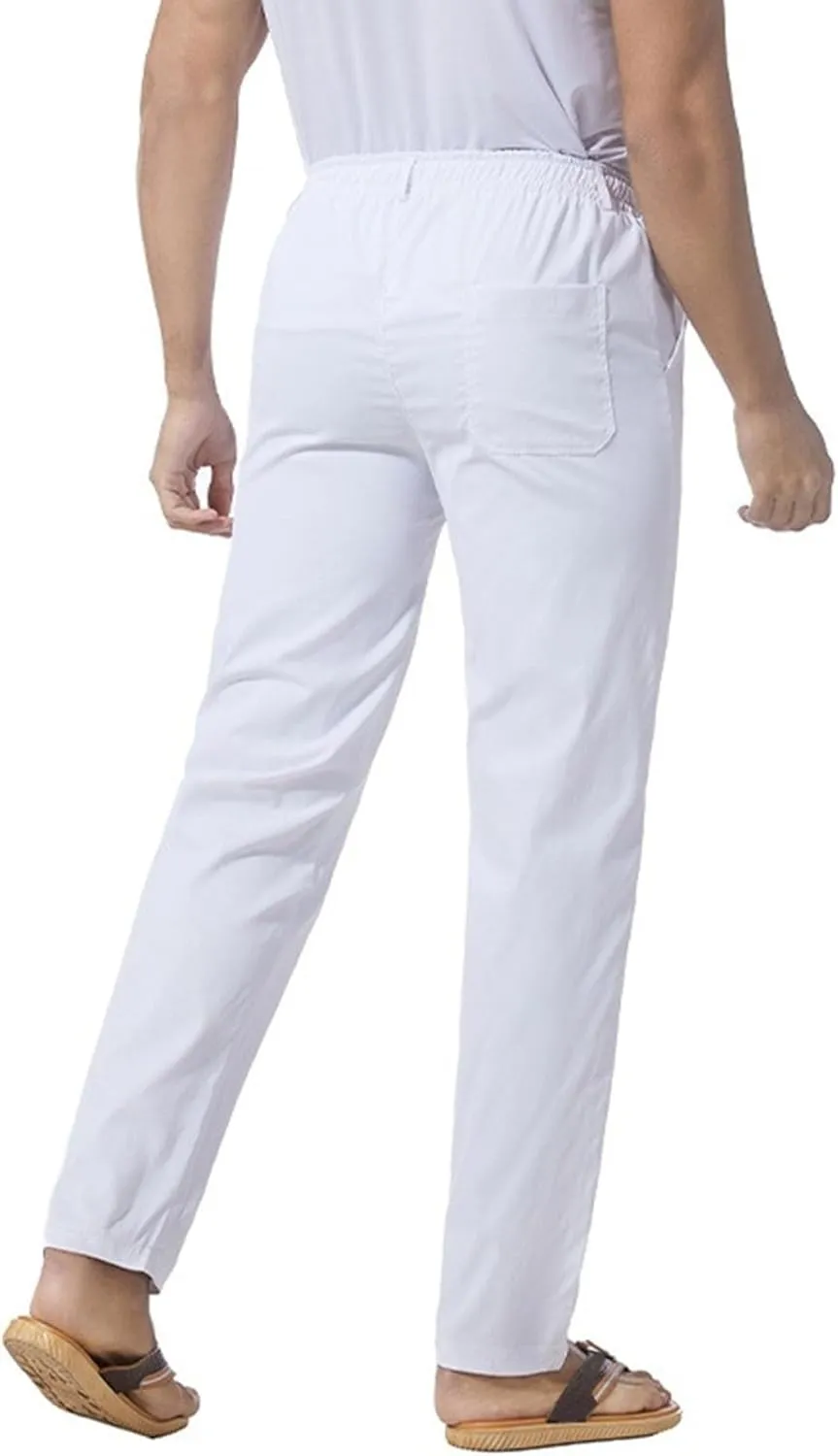 Men's Straight Leg Pleated Work Pants Casual Stretch Waist Solid Trousers Yoga Beach Vacation Slack