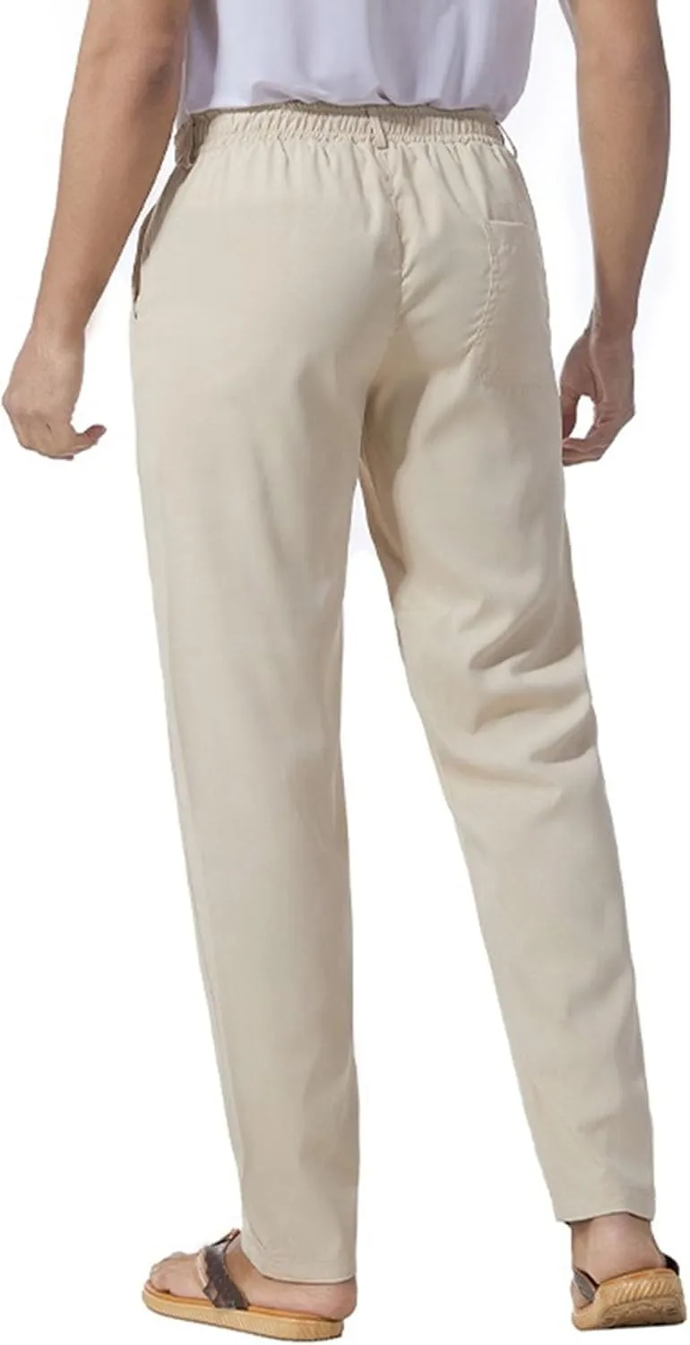 Men's Straight Leg Pleated Work Pants Casual Stretch Waist Solid Trousers Yoga Beach Vacation Slack