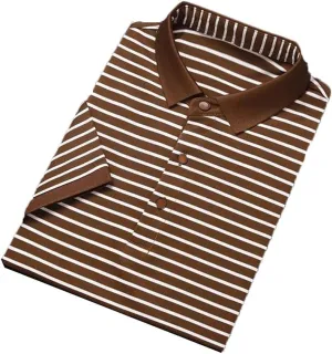 Men's Striped Cotton T-Shirt Business Casual Polo Shirt Short Sleeved Breathable Quick-Dry Tee Tops