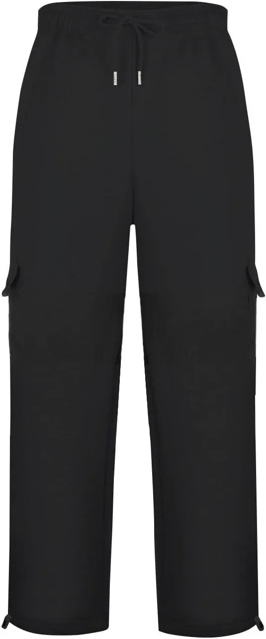 Mens Sweatpants Capri Pants Baggy Straight Wide Leg Casual Pants Elastic Waist Workout Athletic Joggers Pockets