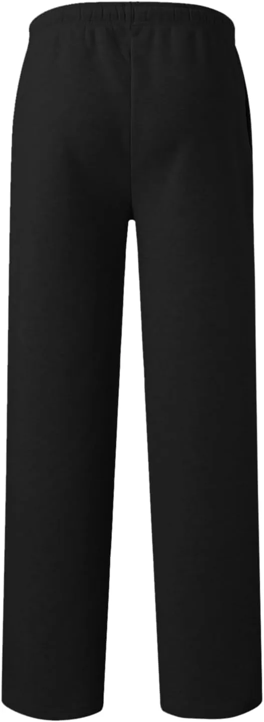 Mens Sweatpants Heavyweight Fleece Cargo Pants, Casual Stretch Elastic Waist Workout Jogger Wide Leg Drawstring Trousers