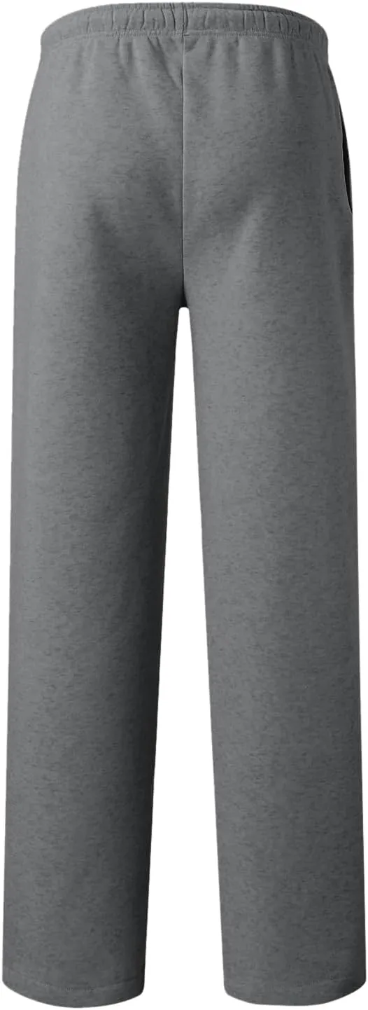 Mens Sweatpants Heavyweight Fleece Cargo Pants, Casual Stretch Elastic Waist Workout Jogger Wide Leg Drawstring Trousers