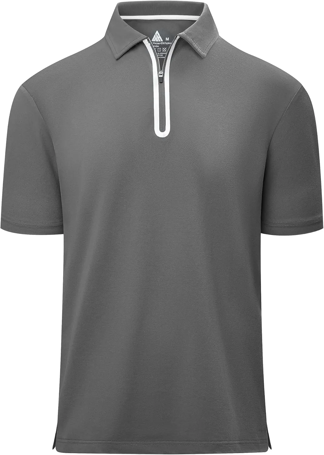 Men's Zipper Polo Shirt Short Sleeve Moisture Wicking Casual Golf Polo Shirt Quarter Zip Tops