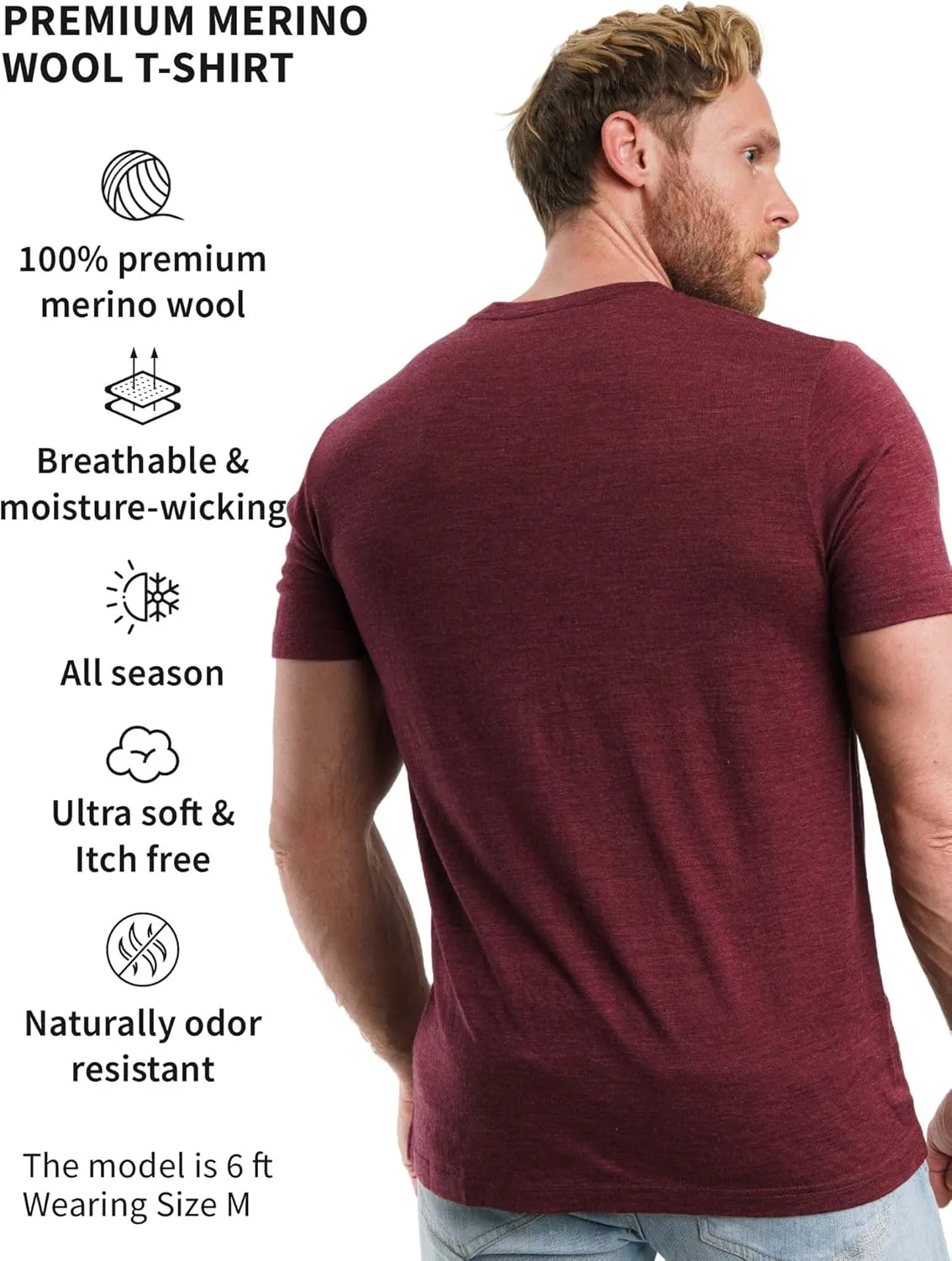Merino.tech Merino Wool T-Shirt Mens - Merino Wool Undershirt Thermal Shirt Men and Hiking Socks