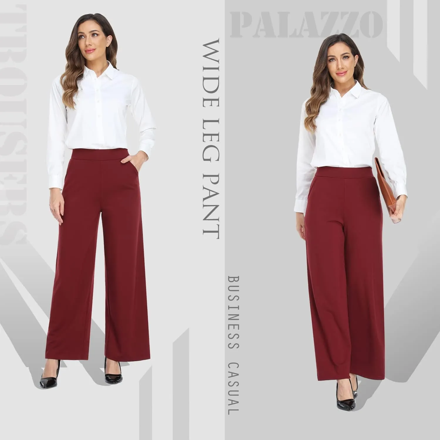 MISS MOLY Women's High Waist Wide Leg Palazzo Pants Business Casual Stretch Trousers Dress Pants