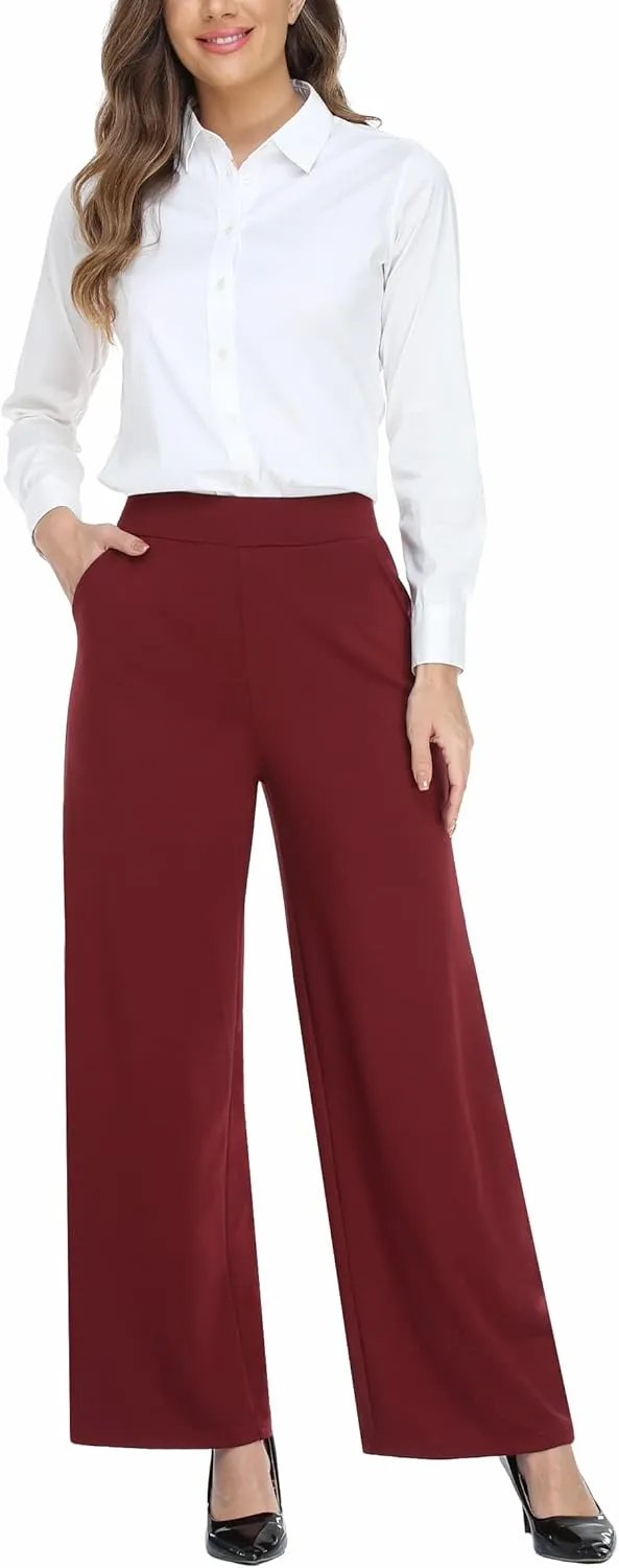 MISS MOLY Women's High Waist Wide Leg Palazzo Pants Business Casual Stretch Trousers Dress Pants