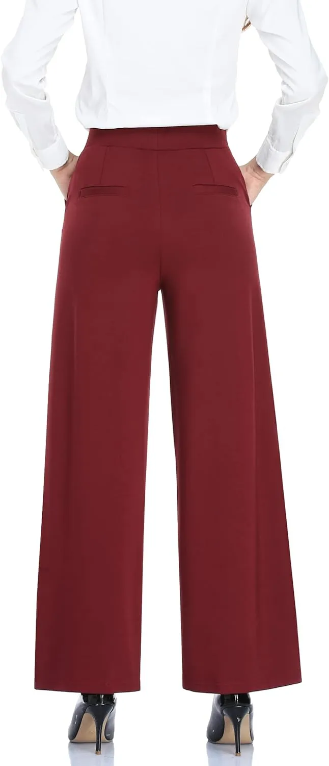 MISS MOLY Women's High Waist Wide Leg Palazzo Pants Business Casual Stretch Trousers Dress Pants