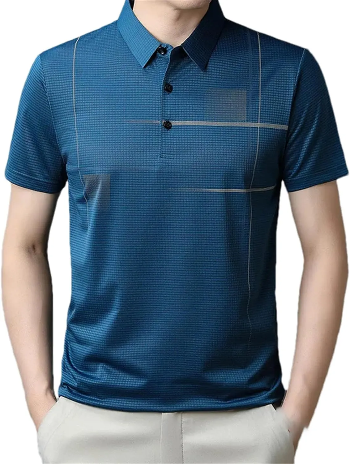 Mnjyihy Man Summer Fashion Polo Shirt Casual Short Sleeve Solid Athletic Quick-Dry Golf Shirt