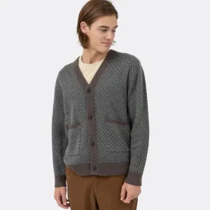 Mohair Herringbone Cardigan (Pacific)