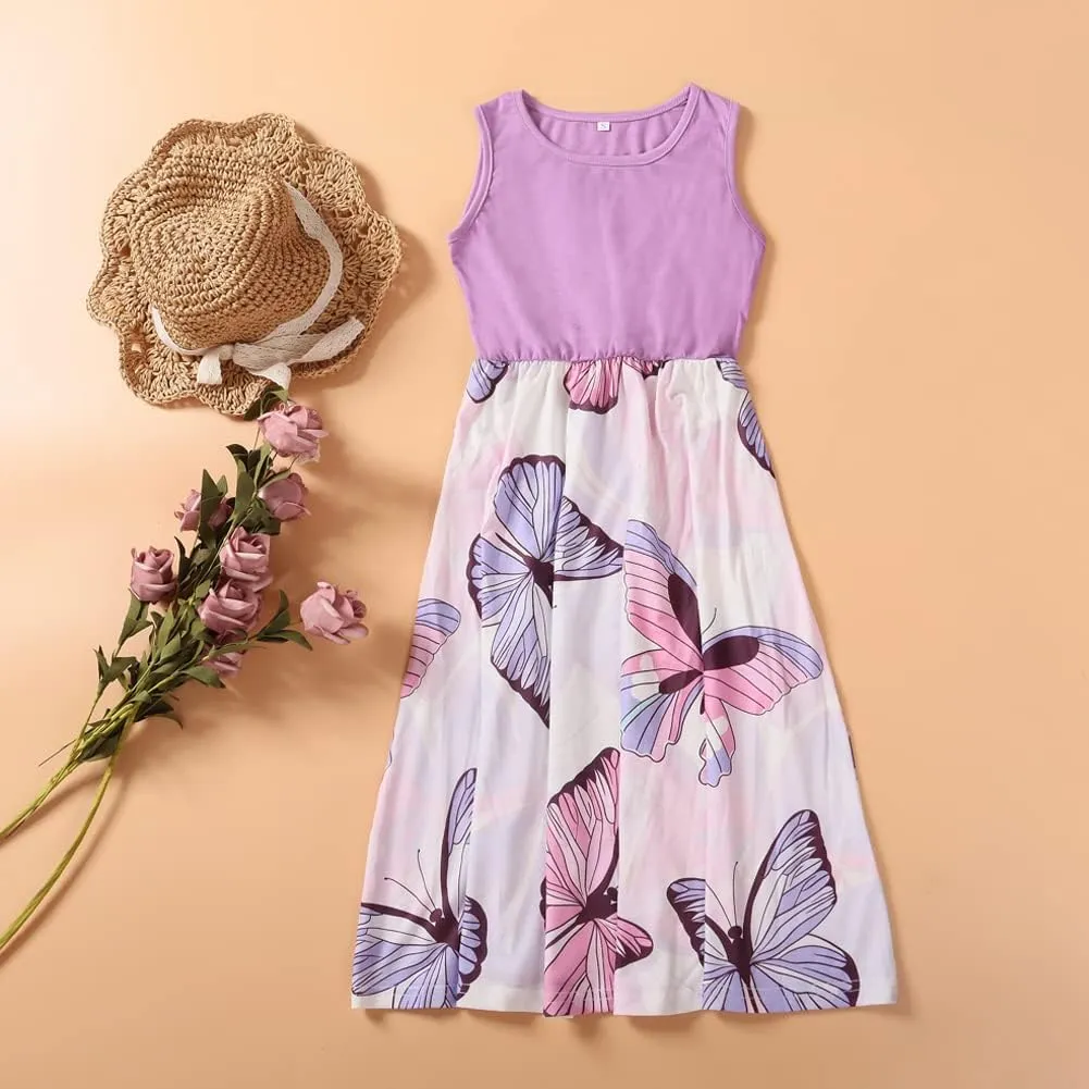 Mommy and Me Family Outfits, Stripe Stitching Dress,Summer Matching Maxi Dress with Pocket for Mother's Day