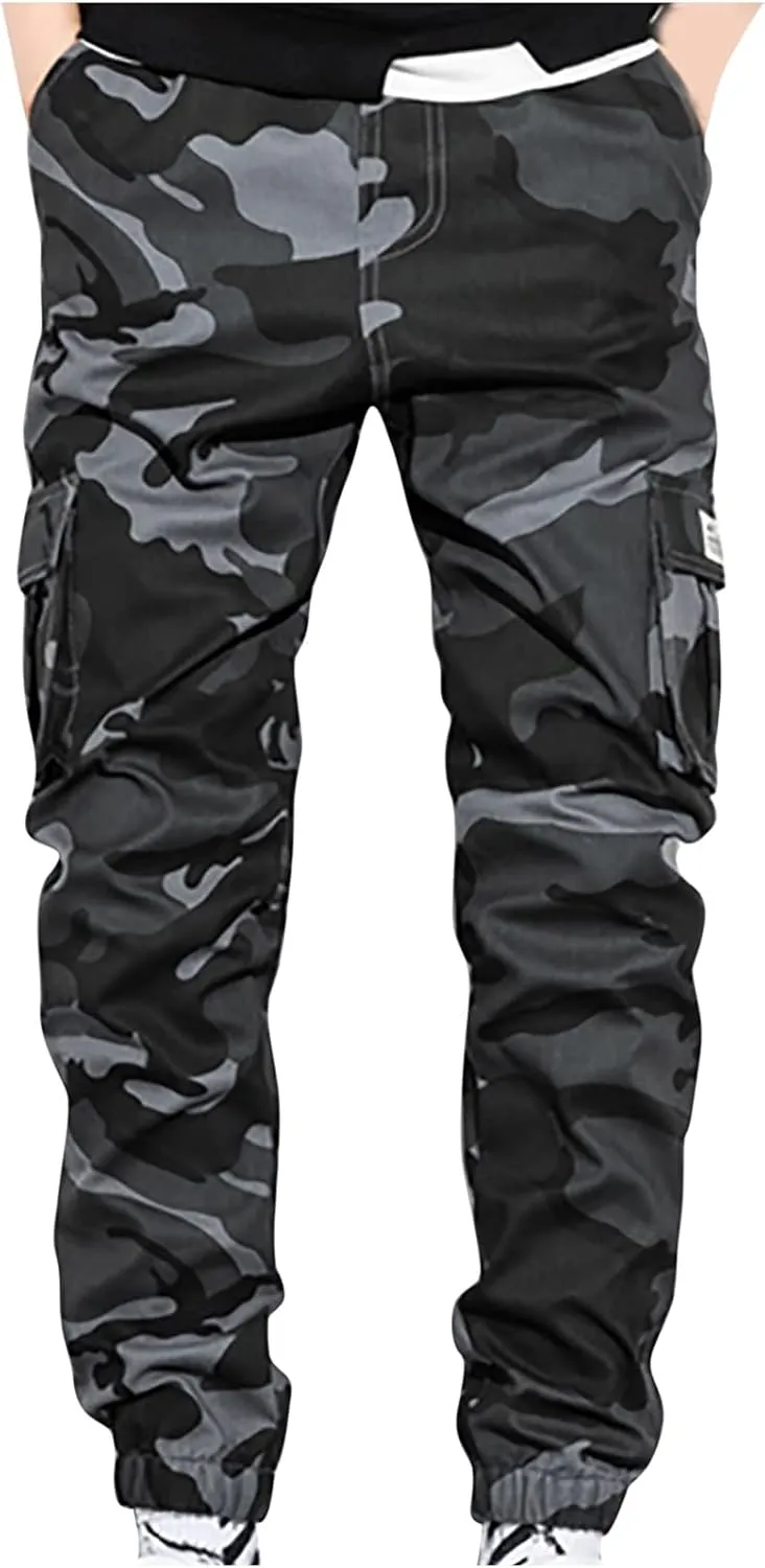 Muscularfit Men Cargo Pants Loose Fit Multi Pockets Camouflage Sweatpants Casual Stretch Tactical Hiking Pant Outdoor Fashion