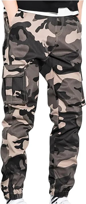 Muscularfit Men Cargo Pants Loose Fit Multi Pockets Camouflage Sweatpants Casual Stretch Tactical Hiking Pant Outdoor Fashion