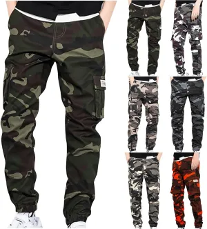 Muscularfit Men Cargo Pants Loose Fit Multi Pockets Camouflage Sweatpants Casual Stretch Tactical Hiking Pant Outdoor Fashion