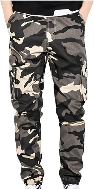 Muscularfit Men Cargo Pants Loose Fit Multi Pockets Camouflage Sweatpants Casual Stretch Tactical Hiking Pant Outdoor Fashion