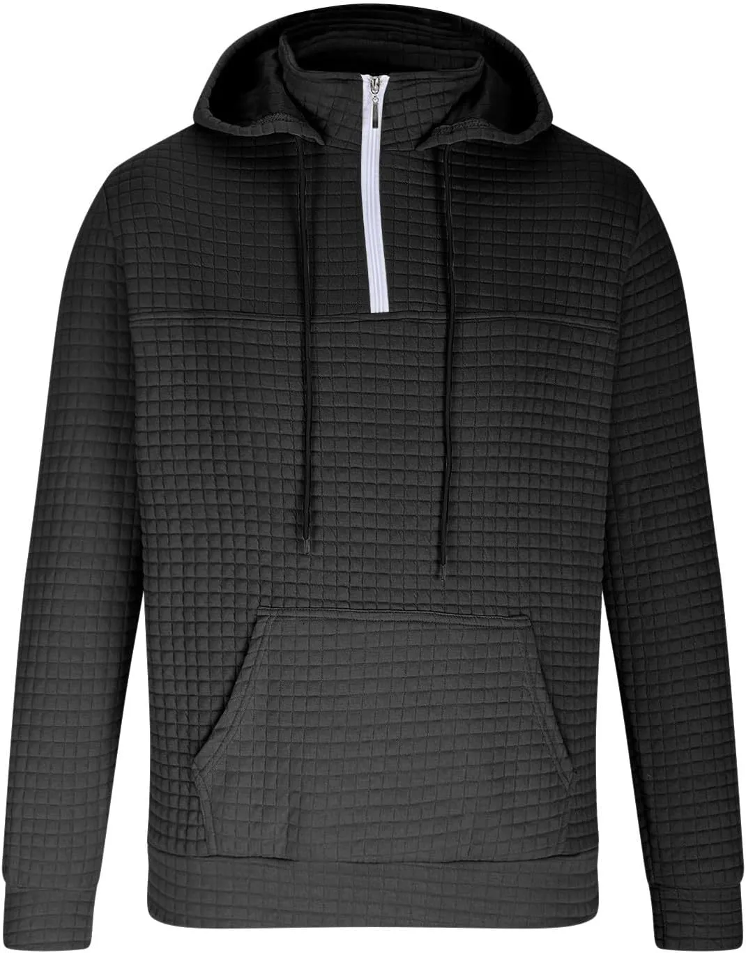 Muscularfit Zip Up Hoodie for Men Casual Stand Collar Button Pullover Waffle Sweatshirts Heavyweight 1/4 Zip Drawstring Shirt