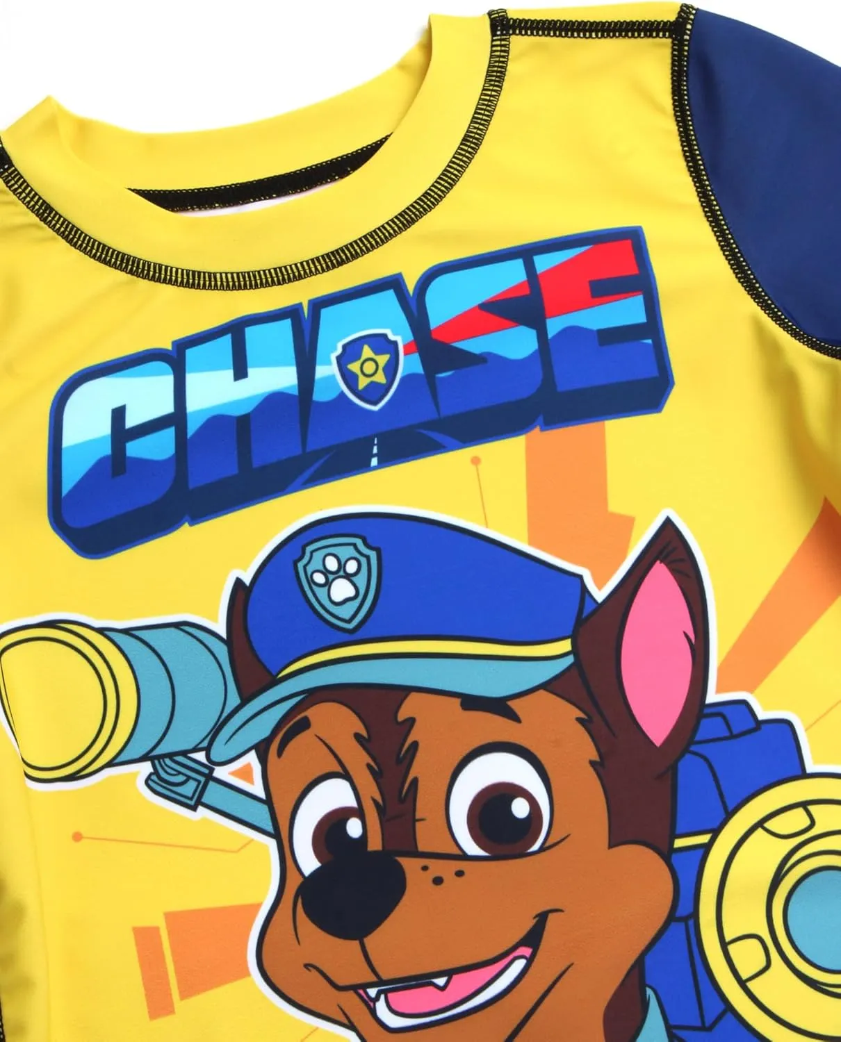 Nickelodeon Boys' Rash Guard Short Sleeve Top - Paw Patrol Chase & Marshall Quick Dry UPF50  Sun Protection Swim Shirt (2T-7)