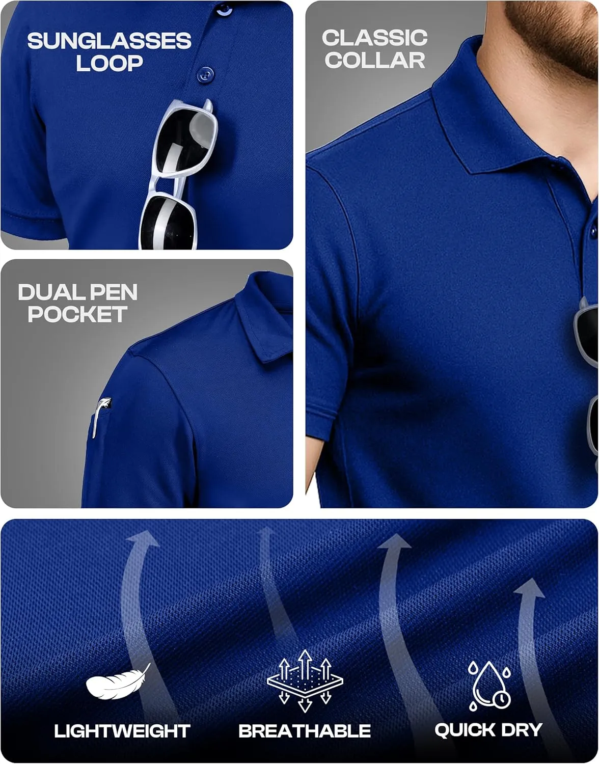 NY Threads Mens Polo Shirt Short Sleeves Quick Dry Performance Tactical Pique Jersey Golf Shirt